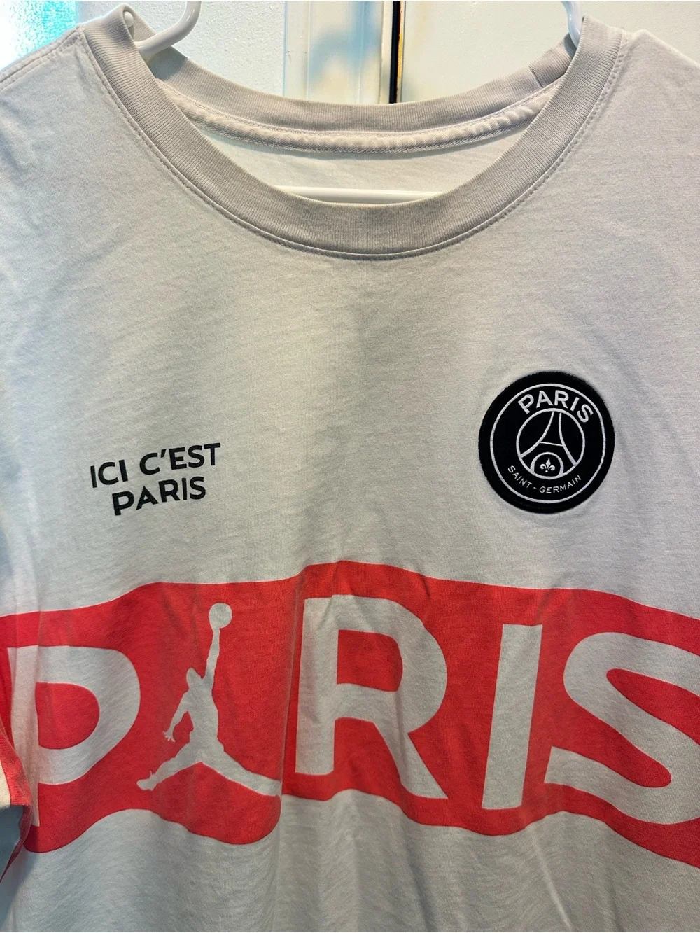 Jordan x PSG Paris Patch Tee - White with Black Patch Shirt